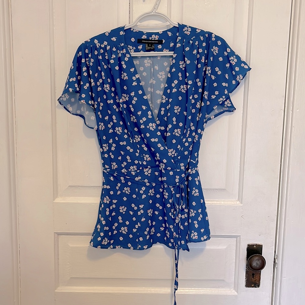French Connection wrap floral blouse